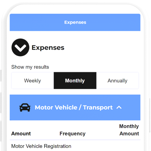 Expense planner calculator.