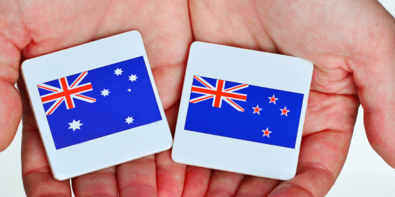 Australian and New Zealand flags.